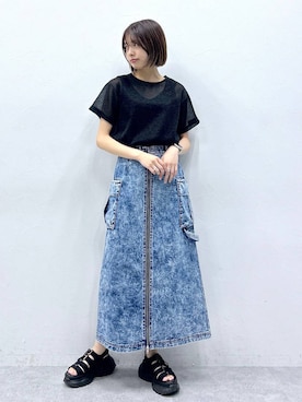 「RAGEBLUE（レイジブルー）のアイテム（サンダル）」を使った、やながわこころさん（レディース・167cm）の春コーディネート
