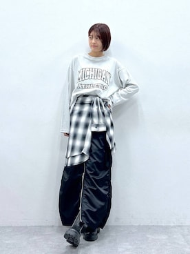 「RAGEBLUE（レイジブルー）のアイテム（ブーツ）」を使った、やながわこころさん（レディース・167cm）の秋コーディネート