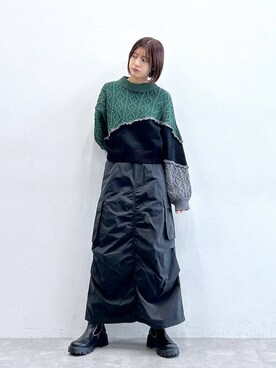 「RAGEBLUE（レイジブルー）のアイテム（ブーツ）」を使った、やながわこころさん（レディース・167cm）の秋コーディネート