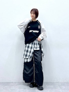 「RAGEBLUE（レイジブルー）のアイテム（ブーツ）」を使った、やながわこころさん（レディース・167cm）の秋コーディネート