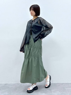 「RAGEBLUE（レイジブルー）のアイテム（サンダル）」を使った、やながわこころさん（レディース・167cm）の春コーディネート