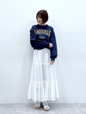「RAGEBLUE（レイジブルー）のアイテム（スカート）」を使った、やながわこころさん（レディース・167cm）の秋コーディネート