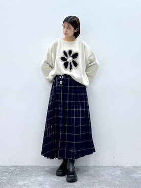 「RAGEBLUE（レイジブルー）のアイテム（シューズ）」を使った、やながわこころさん（レディース・167cm）の冬コーディネート