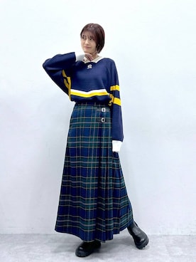 「RAGEBLUE（レイジブルー）のアイテム（ブーツ）」を使った、やながわこころさん（レディース・167cm）の秋コーディネート