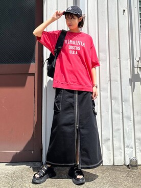 「RAGEBLUE（レイジブルー）のアイテム（サンダル）」を使った、やながわこころさん（レディース・167cm）の春コーディネート