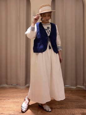 「TSUHARU by Samansa Mos2（ツハルバイサマンサモスモス）のアイテム（サンダル）」を使った、まふぃーさん（レディース・155cm）の夏コーディネート