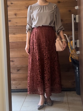 「STYLE DELI（スタイルデリ）のアイテム（スカート）」を使った、seatomyさん（レディース・157cm）の秋コーディネート