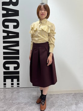 スカート（ブラウン系）を使った「フリル」の人気ファッション