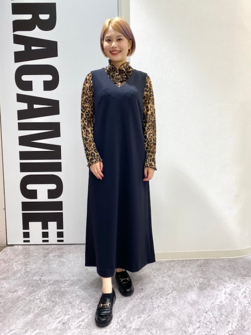 NARACAMICIE】ヒョウ柄フリル長袖ブラウス（シャツ/ブラウス