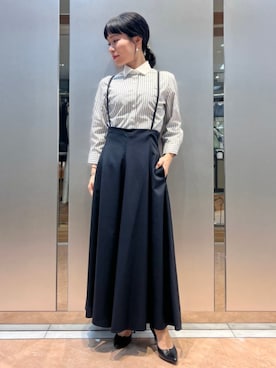 「NARACAMICIE（ナラカミーチェ）の【NARACAMICIE】トロピカルポリエステルサス付きフレアパンツ（その他パンツ）」を使った、naracamicie111さん（レディース・150cm）の秋コーディネート