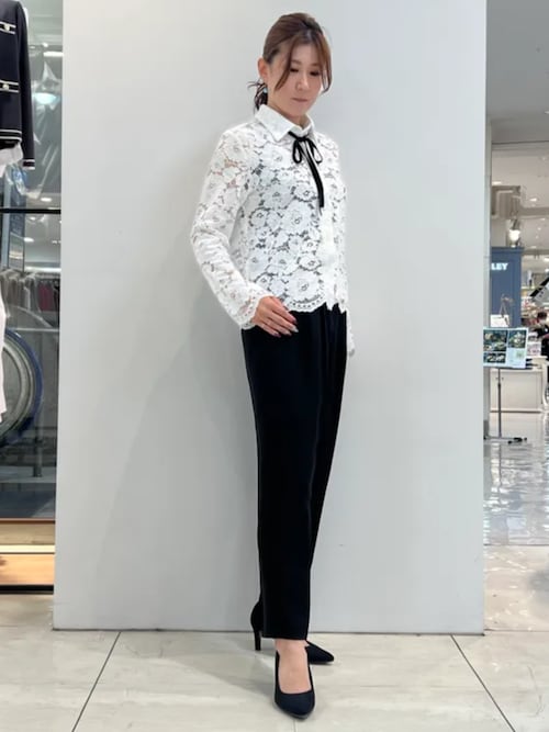 NARACAMICIE ナラカミーチェ ブラウスⅠ 黒総レー 花柄リボン 未使用 NARACAMICIE（ナラカミーチェ） ブラウス シャツ 「NARACAMICIE