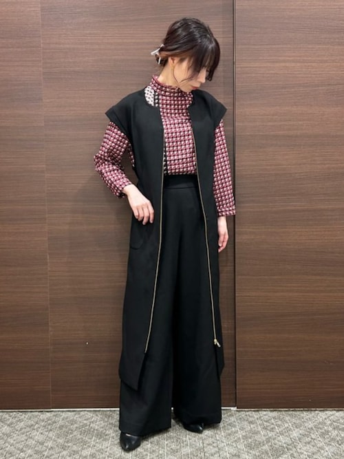 セール】【NARACAMICIE】幾何柄スタンド七分袖ブラウス（シャツ