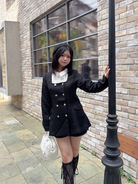 「アイテム（ノーカラージャケット）」を使った、こいとさん（レディース・154cm）の秋コーディネート