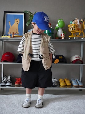 「CIAOPANIC TYPY（チャオパニックティピー）のアイテム（ジャケット/アウター）」を使った、りい👦🏻/しい👦さん（キッズ・90cm）の夏コーディネート