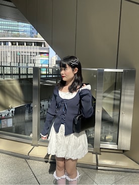 「FREE'S MART（フリーズマート）のインナーパンツ付きナチュラルコットンバルーンミニスカート（スカート、ホワイト系）」を使った、tsubomi0901さん（レディース・144cm）の春コーディネート