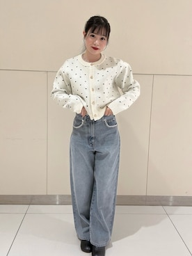 「FREE'S MART（フリーズマート）のアイテム（デニムパンツ、ブルー系）」を使った、tsubomi0901さん（レディース・144cm）の春コーディネート