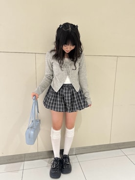 「FREE'S MART（フリーズマート）の◆インナーパンツ付バルーンミニスカート（スカート、ブラック系）」を使った、tsubomi0901さん（レディース・144cm）の春コーディネート