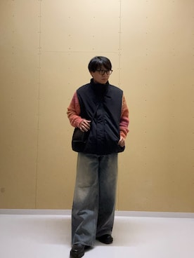 「アイテム（ダウンベスト）」を使った、tetuさん（メンズ・164cm）の冬コーディネート