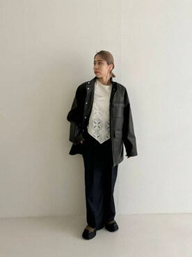 「KBF（ケイビーエフ）のウォッシュドサファリジャケット（その他アウター）」を使った、chihiroさん（レディース・158cm）の冬コーディネート