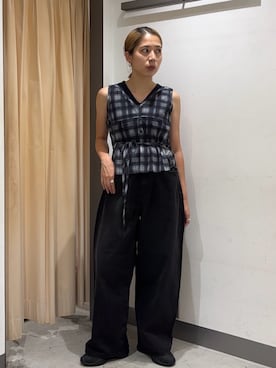 「KBF（ケイビーエフ）のフロントポケットデザインデニム（デニムパンツ、ブラック系）」を使った、chihiroさん（レディース・158cm）の夏コーディネート