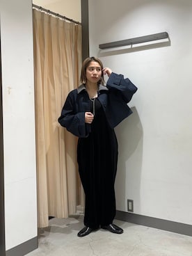 「ベロア」｜「アイテム（サロペット/オーバーオール）」を使った、chihiroさん（レディース・158cm）の冬コーディネート