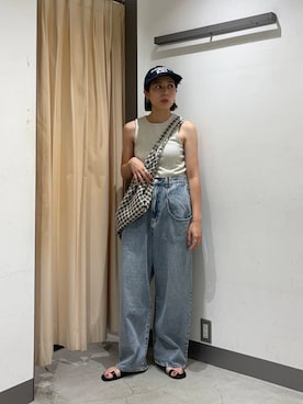 「フェスコーデ」｜「アイテム（キャップ）」を使った、chihiroさん（レディース・158cm）の夏コーディネート