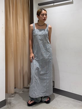 「KBF（ケイビーエフ）のビスチェデザインペンシルワンピース（ワンピース、ホワイト系）」を使った、chihiroさん（レディース・158cm）の夏コーディネート