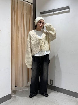 「SMELLY（スメリー）のシャギービーニー（ニットキャップ/ビーニー）」を使った、chihiroさん（レディース・158cm）の冬コーディネート