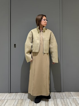 「KBF（ケイビーエフ）のリバーシブルボアジャケット（その他アウター）」を使った、chihiroさん（レディース・158cm）の秋コーディネート