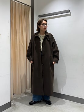 「アイテム（ステンカラーコート）」を使った、chihiroさん（レディース・158cm）の秋コーディネート