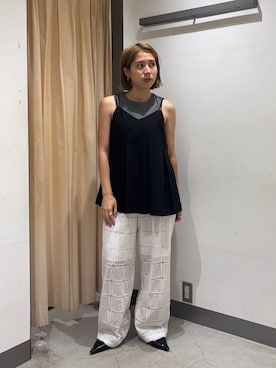 「KBF（ケイビーエフ）のタックフレアビスチェ（その他トップス、ブラック系）」を使った、chihiroさん（レディース・158cm）の夏コーディネート