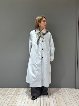 「おでかけ」｜「アイテム（ステンカラーコート）」を使った、chihiroさん（レディース・158cm）の冬コーディネート