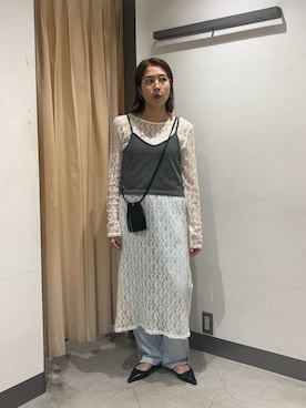 「アイテム（ポーチ）」を使った、chihiroさん（レディース・158cm）の春コーディネート