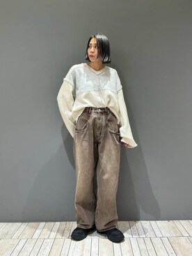 「イチ推しデニムコーデ」｜chihiroさん（レディース・158cm）の冬コーディネート