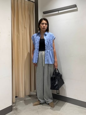 「アイテム（その他シューズ、ベージュ系）」を使った、chihiroさん（レディース・158cm）の夏コーディネート
