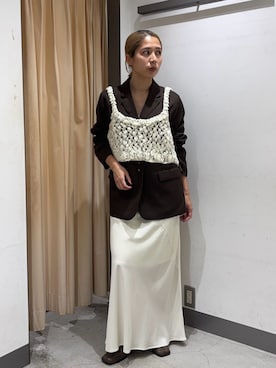 「KBF（ケイビーエフ）のアイテム（スカート）」を使った、chihiroさん（レディース・158cm）の秋コーディネート