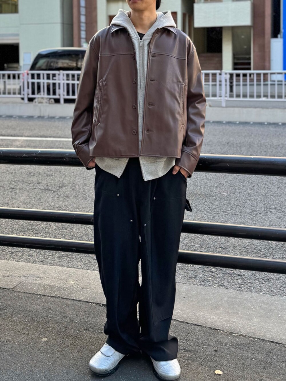 「CIAOPANICのフェイクレザーカーコート（その他アウター、ブラック系）」を使った、Shota Matsuokaさん（メンズ・180cm）の冬コーディネートの1枚目の写真
