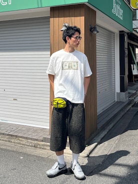 「CIAOPANIC（チャオパニック）のレオパードハーフパンツ（その他パンツ、ブラック系）」を使った、Shota Matsuokaさん（メンズ・180cm）の夏コーディネート