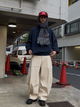 「アイテム（マフラー）」を使った、Shota Matsuokaさん（メンズ・180cm）の秋コーディネート