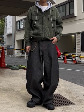 「アイテム（カーディガン/ボレロ）」を使った、Shota Matsuokaさん（メンズ・180cm）の秋コーディネート