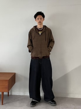 「CIAOPANIC（チャオパニック）の【cian denim/シアンデニム】バギーワイドデニム（デニムパンツ、ブルー系）」を使った、Shota Matsuokaさん（メンズ・180cm）の夏コーディネート