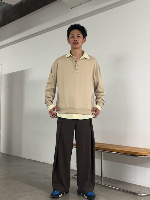 「CIAOPANIC(チャオパニック)のヘンリーネックスウェット(Tシャツ/カットソー)」を使った、Shota Matsuokaさん(メンズ・180cm)の秋コーディネート