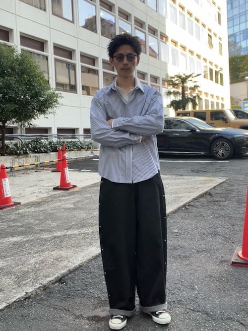 「CIAOPANIC（チャオパニック）のレイヤードダブルカラーシャツ（シャツ/ブラウス）」を使った、Shota Matsuokaさん（メンズ・180cm）の春コーディネート