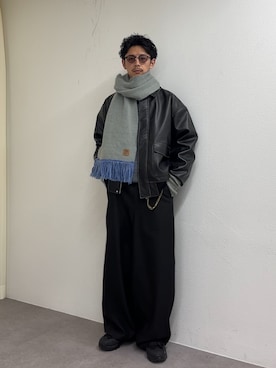 「アイテム（マフラー）」を使った、Shota Matsuokaさん（メンズ・180cm）の冬コーディネート