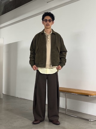 「CIAOPANIC(チャオパニック)の無差別ウールライクスラックス(その他パンツ)」を使った、Shota Matsuokaさん(メンズ・180cm)の秋コーディネート