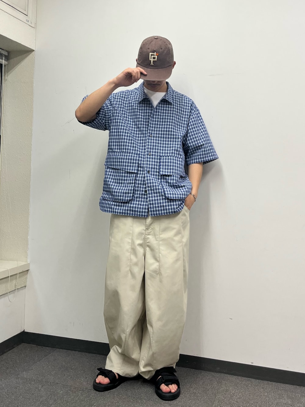 「CIAOPANICのBIGポケットショートスリーブシャツ（シャツ/ブラウス、ブルー系）」を使った、Shota Matsuokaさん（メンズ・180cm）の夏コーディネートの1枚目の写真