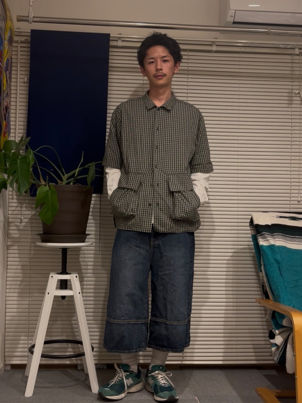 「CIAOPANICのBIGポケットショートスリーブシャツ（シャツ/ブラウス、グリーン系）」を使った、Shota Matsuokaさん（メンズ・180cm）の春コーディネートの1枚目の写真