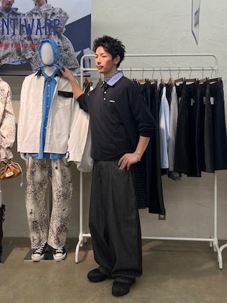 「CIAOPANIC(チャオパニック)のレイヤードカラー鹿子ポロシャツ(Tシャツ/カットソー)」を使った、Shota Matsuokaさん(メンズ・180cm)の春コーディネート