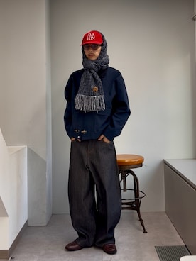 「アイテム（キャップ）」を使った、Shota Matsuokaさん（メンズ・180cm）の秋コーディネート