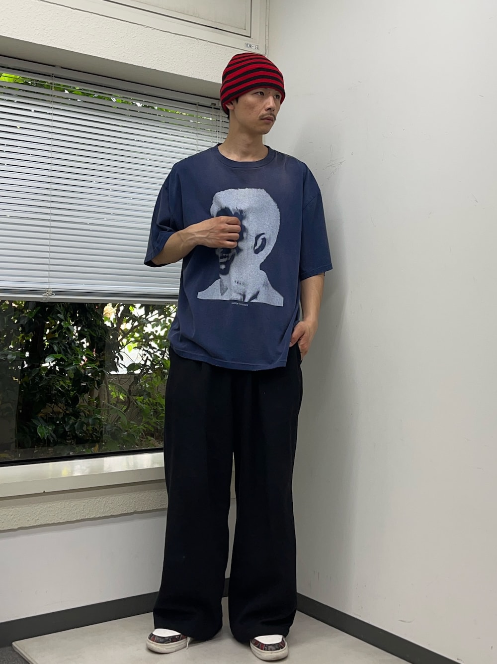 「RePRODUCTION LABELの【RePRODUCTION LABEL / リプロダクションレーベル】アソートヴィンテージフェードTEE（Tシャツ/カットソー、ブルー系）」を使った、Shota Matsuokaさん（メンズ・180cm）の春コーディネートの1枚目の写真